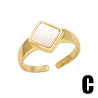 Ig Style Simple Style Geometric Copper Plating Inlay Shell 18k Gold Plated Open Rings main image 2