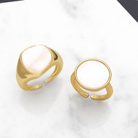 Ig Style Simple Style Geometric Copper Plating Inlay Shell 18k Gold Plated Open Rings main image 1