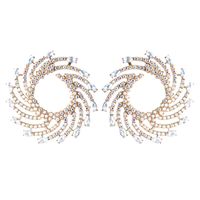 Wholesale Jewelry Exaggerated Luxurious Shiny Geometric Heart Shape Alloy Rhinestones Inlay Drop Earrings sku image 7