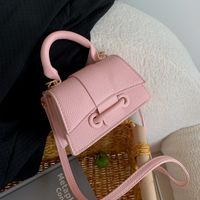 Frau Alle Jahreszeiten Pu-leder Einfarbig Vintage-stil Quadrat Magnetschnalle Handtasche main image 6