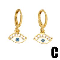 1 Pair Original Design Streetwear Cross Devil's Eye Heart Shape Enamel Plating Inlay Copper Zircon 18k Gold Plated Drop Earrings main image 2