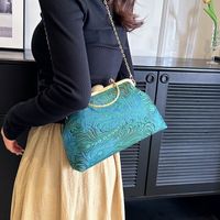 Women's Cloth Color Block Elegant Classic Style Sewing Thread Chain Shell Buckle Evening Bag main image 2