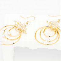 Wholesale Jewelry Vintage Style Circle Flower Copper Alloy Artificial Rhinestones Zircon 18k Gold Plated Plating Inlay Drop Earrings main image 3