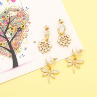 1 Pair Basic Modern Style Heart Shape Dragonfly Plating Inlay Copper Zircon 18k Gold Plated Drop Earrings main image 3