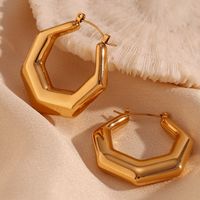 1 Pair Basic Simple Style Classic Style Geometric Plating Stainless Steel 18k Gold Plated Earrings main image 1