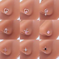 Simple Style Star Graffiti Flame Stainless Steel Epoxy Plating Inlay Artificial Rhinestones Zircon White Gold Plated Gold Plated Nose Studs main image 1