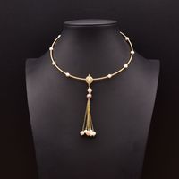 Retro Flower Freshwater Pearl Copper Plating Gold Plated Necklace main image 1