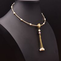 Retro Flower Freshwater Pearl Copper Plating Gold Plated Necklace main image 4