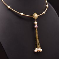 Retro Flower Freshwater Pearl Copper Plating Gold Plated Necklace main image 2