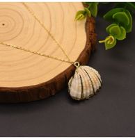Retro Shell Copper Plating Inlay Pearl 18k Gold Plated Pendant Necklace main image 3