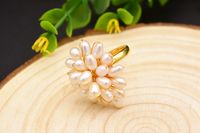 Retro Flower Freshwater Pearl Copper Plating Inlay Pearl 18k Gold Plated Rings main image 3