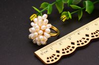 Retro Flower Freshwater Pearl Copper Plating Inlay Pearl 18k Gold Plated Rings main image 2