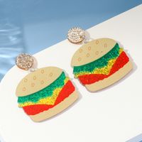 1 Pair Funny Hamburger Printing Arylic Drop Earrings main image 6