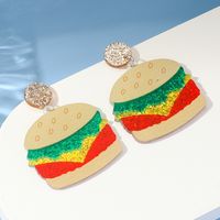 1 Pair Funny Hamburger Printing Arylic Drop Earrings main image 3
