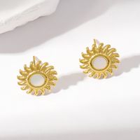1 Pair Simple Style Sun Plating Stainless Steel Gold Plated Ear Studs main image 1