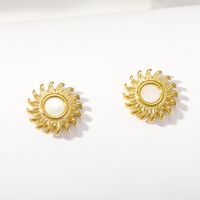 1 Pair Simple Style Sun Plating Stainless Steel Gold Plated Ear Studs main image 5