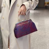 Women's Cloth Color Block Elegant Classic Style Sewing Thread Chain Shell Buckle Evening Bag main image 6