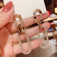 1 Pair Lady Glittery Plating Inlay Alloy Copper Alloy Rhinestones Gold Plated Drop Earrings main image 3