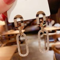 1 Pair Lady Glittery Plating Inlay Alloy Copper Alloy Rhinestones Gold Plated Drop Earrings main image 1