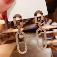 1 Pair Lady Glittery Plating Inlay Alloy Copper Alloy Rhinestones Gold Plated Drop Earrings main image 2