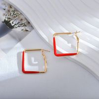 1 Pair Simple Style Color Block Enamel Copper Earrings main image 2