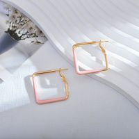 1 Pair Simple Style Color Block Enamel Copper Earrings sku image 2