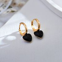 1 Pair Simple Style Heart Shape Enamel Copper Drop Earrings main image 4