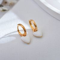 1 Pair Simple Style Heart Shape Enamel Copper Drop Earrings main image 3