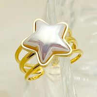 304 Stainless Steel Gold Plated Elegant Cute Plating Inlay Star Shell Open Rings main image 1