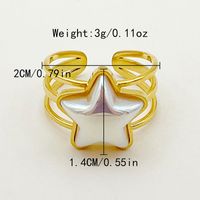 304 Stainless Steel Gold Plated Elegant Cute Plating Inlay Star Shell Open Rings main image 2