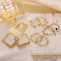 1 Pair Retro Roman Style Geometric Heart Shape Plating Inlay Stainless Steel Pearl 18k Gold Plated Earrings main image 6