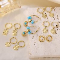 1 Pair Retro Roman Style Geometric Heart Shape Plating Inlay Stainless Steel Pearl 18k Gold Plated Earrings main image 5