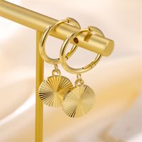 1 Pair Retro Roman Style Geometric Heart Shape Plating Inlay Stainless Steel Pearl 18k Gold Plated Earrings sku image 4