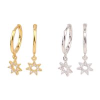 1 Pair Ig Style Simple Style Star Plating Hollow Out Inlay Sterling Silver Zircon White Gold Plated Gold Plated Drop Earrings main image 1