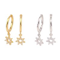 1 Par Estilo Ig Estilo Simple Estrella Enchapado Ahuecar Embutido Plata Esterlina Circón Blanco Oro Plateado Chapado En Oro Pendientes De Gota main image 1