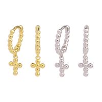 1 Pair Simple Style Cross Plating Sterling Silver White Gold Plated Gold Plated Drop Earrings main image 1