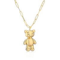 Cute Little Bear Copper Plating Hollow Out 18k Gold Plated Pendant Necklace sku image 1