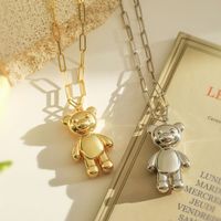 Cute Little Bear Copper Plating Hollow Out 18k Gold Plated Pendant Necklace main image 1