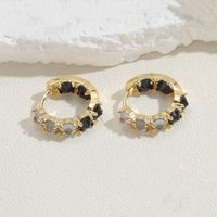 1 Pair Elegant Round Plating Inlay Copper Zircon 14k Gold Plated Earrings sku image 1