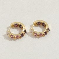 1 Pair Elegant Round Plating Inlay Copper Zircon 14k Gold Plated Earrings sku image 3
