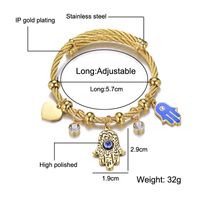 Roman Style Palm Eye Stainless Steel Inlay Artificial Gemstones Bangle main image 4