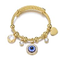 Roman Style Palm Eye Stainless Steel Inlay Artificial Gemstones Bangle main image 5