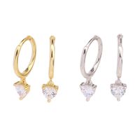 1 Pair Ig Style Shiny Heart Shape Plating Inlay Sterling Silver Zircon White Gold Plated Gold Plated Drop Earrings main image 1