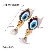 1 Pair Ig Style Streetwear Devil's Eye Enamel Plating Stainless Steel 18k Gold Plated Drop Earrings sku image 1