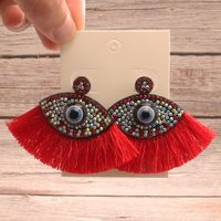 Wholesale Jewelry Vintage Style Exaggerated Artistic Devil's Eye Cloth Drop Earrings main image 6