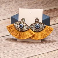 Wholesale Jewelry Vintage Style Exaggerated Artistic Devil's Eye Cloth Drop Earrings sku image 1