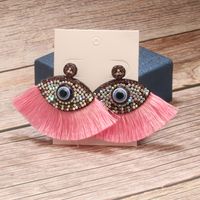 Wholesale Jewelry Vintage Style Exaggerated Artistic Devil's Eye Cloth Drop Earrings sku image 4