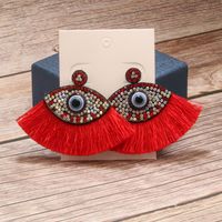 Wholesale Jewelry Vintage Style Exaggerated Artistic Devil's Eye Cloth Drop Earrings sku image 5