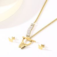 Stainless Steel 18K Gold Plated Simple Style Plating Butterfly Bracelets Necklace main image 8