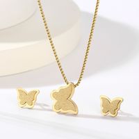 Stainless Steel 18K Gold Plated Simple Style Plating Butterfly Bracelets Necklace main image 7